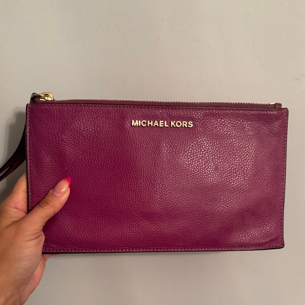 Michael Kors Deep Purple Leather Clutch